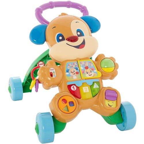 Fisher-Price Nevetök és Tanulj a Kutyus Járókával, interaktív baba járók fényekkel, hangokkal és tevékenységekkel, tanítja az ábécét, a számokat, a formákat, a színeket és még sok mást