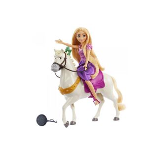 Păpușa Disney Princess Rapunzel călărind calul Maximus cu tigaie - Mattel Baba