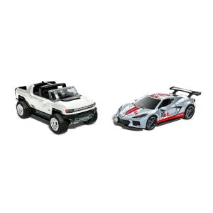 Hot Wheels Speeders Rückziehauto GMC Hummer EV und Corvette C8R im Maßstab 1:43 - Mattel