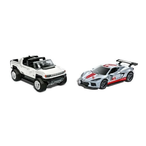Hot Wheels Speeders Rückziehauto GMC Hummer EV und Corvette C8R im Maßstab 1:43