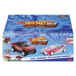 HOT WHEELS 2 DARABOS KÉSZLET VISSZAHÚZHATÓ GMC HUMMER EV ÉS ALPHA ÜLDÖZÉS 1:43