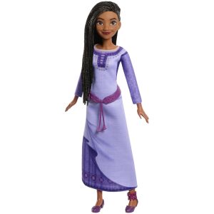 Кукла Disney Wish Fashion Doll Asha, лилава рокля, черни плитки, кукла принцеса Disney - Mattel