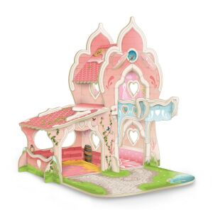 Papo Mini Hercegnő Vár Játék, rózsaszín vár unikornis figurákkal, 3D puzzle gyerekeknek - 3D puzzle