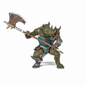 Papo Mutáns Orrszarvú Figura, egy részletes és valósághű orrszarvú harcos figurája, fejszével és karddal, tökéletes a fantázia szerepjátékhoz és a képzeletbeli játékhoz - Figura