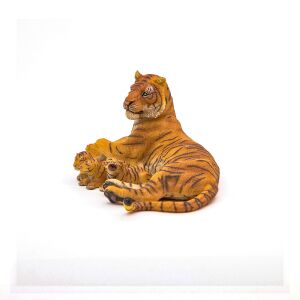 Papo Tigris 3 Kölyökkel Figurája, valódiállat modell gyerekeknek - Figura