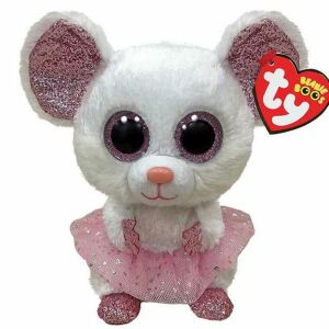 Ty Beanie Boo Plushie, Șoarece Balerină, Alb cu Tutu Roz - Mercaton