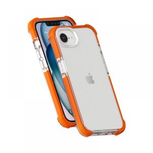 Narancssárga iPhone 16e ütésálló szilikon tok, átlátszó hátlappal, védőtok - Cellect