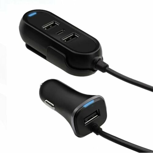Smart Charge autós töltő 3 USB porttal és 1 Type-C porttal, fekete
