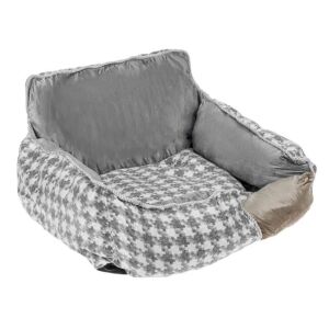 Szare i białe w kratkę legowisko dla psa z podwyższonymi krawędziami, idealne dla małych i średnich psów - Pensjonat dla psów