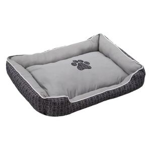 Pat de câine dreptunghiular gri cu design cu amprentă de labă, 110x80x25cm - Paturi pentru câini