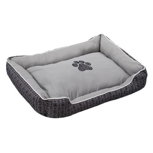 Pelech pre psov, obdĺžnikový, model s labkami, veľkosť 110x80x25cm, sivý