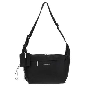 Čierna plienková taška s nastaviteľným ramenným popruhom, predným vreckom a sieťovaným vreckom - Bábätká & Batoľatá