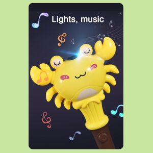 Żółty dmuchawa do baniek mydlanych w kształcie kraba ze światłami i muzyką, dla dzieci - Gry i sprzęt na świeżym powietrzu