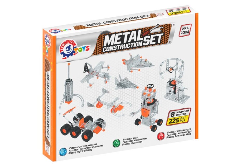 Set de construit metalic, TechnoK, 8 modele de vehicule spatiale, 225 de piese