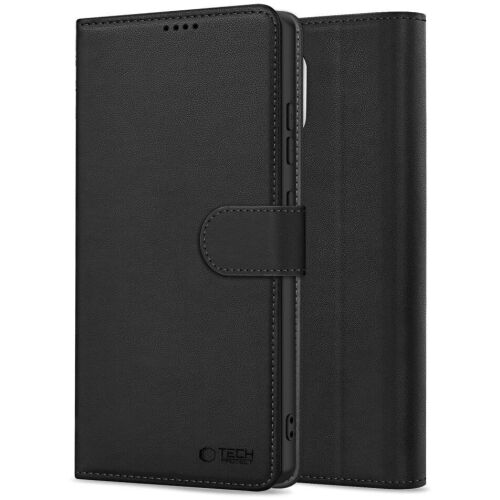 Telefontok Xiaomi Poco X7 Pro 5G - Tech- Protect Wallet - fekete bőr könyvtok, ráhajtófüllel ﻿