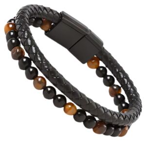 Férfi karkötő természetes kövekkel.