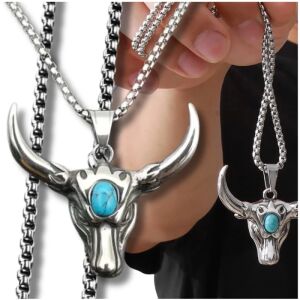 Férfi sebészeti acél bikafejű nyaklánc