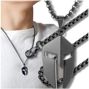 Férfi nyaklánc sebészeti acélból - a Spartan wojownik fekete sisakja