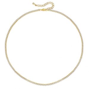 Edelstahlkette, mit Zirkonia, 14k vergoldet, Ecarla, NST2119 123408307 - Halsketten für Damen