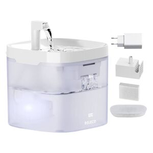 Rojeco Pet Fountain, white, 1.5L, automatic water dispenser for cats and dogs, with filters and power adapter - Pet Care