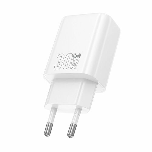 Hoco N63 30W GaN gyors töltő USB-C és USB-A portokkal, fehér - Hoco