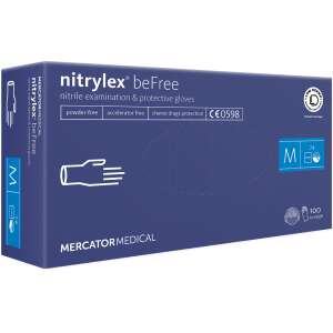Nitrilové gumové rukavice bez prášku m 100 ks/box, nitrylex befree blueberry blue 41247581 Jednorazové rukavice