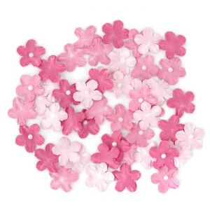 50 rózsaszín papír virág gyöngyökkel kézműveskedéshez és dekorációkhoz - Filcfigura