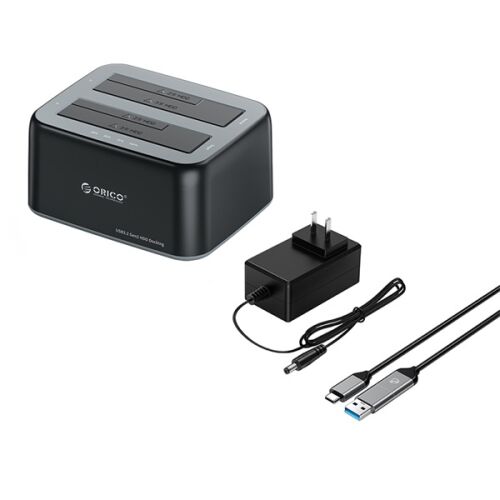 Orico 6829C3-C-EU-BK USB 3.2 Gen2 HDD Docking Station, 2x 2.5/3.5 inch HDD/SSD, black, with power adapter and cables