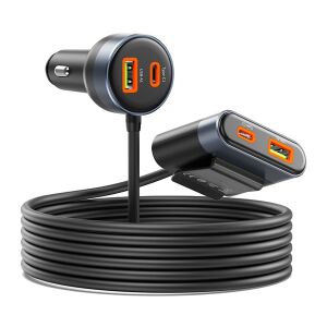 ORICO  CC-98AC-BK-BP  Szivargyújtós  hoszabbítóval  2xUSB-A+2xUSB-C autós töltő Fekete 123573760 - Orico