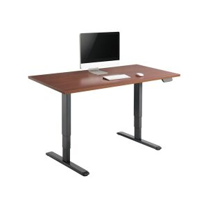 Crni električni okvir stola za stajanje s drvenim stolom i monitorom računala na vrhu - Namještaj