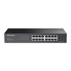 MERCUSYS MS116GS 16-Port Gigabit Desktop/Rackmount Switch front view showing all 16 ports - Mercusys