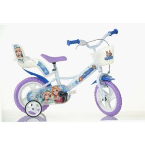 Dino Bikes 124GLN SNOW QUEEN 12 colos lány kerékpár Jégvarázs mintával, segédkerekekkel, kosárral és kényelmes üléssel - Dino Bikes