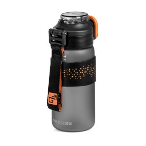 G21 Vitality 600 ml-es ivópalack, jeges szürke színben, fekete pánttal és narancssárga részletekkel - G21