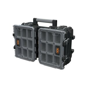 Keter ROC Pro Gear 2.0 Half rendszerező, fekete szerszámos láda átlátszó fedéllel és kivehető rekeszekkel - Keter