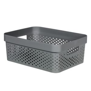 Кутия за съхранение Curver Infinity Dots, 11L, сива, с дръжки и перфорирани страни за вентилация - Съхранение и сортиране