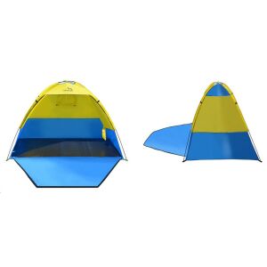 Cattara ZATON strandsátor, sárga és kék színben, 200 x 120 x 120 cm, padlóval, oldalnézet - Cattara