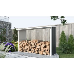 G21 WOH 335 antracit tüzifa tároló fával töltve kerti környezetben - Kandalló & Kályha kiegészítő