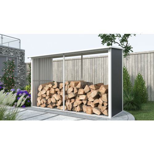 G21 WOH 682 antracit tüzifa tároló fával töltve