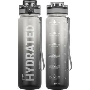 Boca za vodu s gradijentom i nepropusnim čepom - 1000 ml - siva/crna 123584772 - Hranjenje