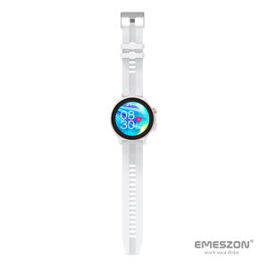 Бял Emeszon® A22 Smartwatch с бяла силиконова каишка, преден изглед - Смарт устройство