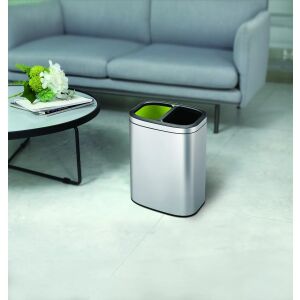 EKO Oli Cube Open Top 2x10 literes 2 rekeszes rozsdamentes acél szemeteskosár, modern konyhai szemetes, szelektív hulladékgyűjtő, 2 rekeszes szemetes, rozsdamentes szemetes - Eko