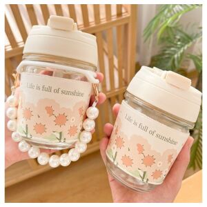 Hedvábný perlovo sklenený hrnček s uchom Sunshine 350 ML SZK81 123600168 - Preprava jedla a nápojov