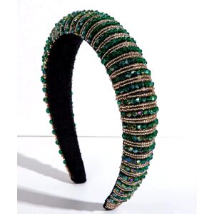 Elegáns, széles barokk zöld fejpánt ékszerekkel