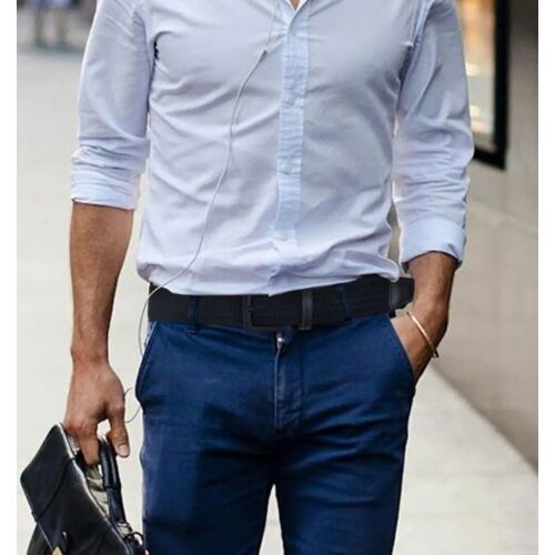 Tömör fekete kötött gumiszalag nőknek és férfiaknak