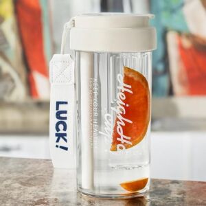 Fľaša na vodu s košíčkom a slamkou 600 ml Simple BD32B 123602245 - Preprava jedla a nápojov