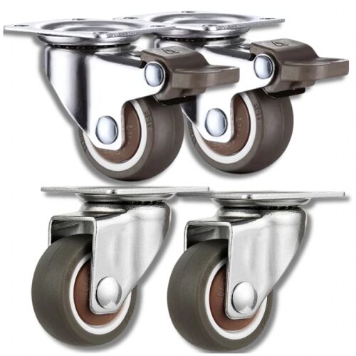 4 db 64 mm-es gumi forgatható görgő készlet fékkel bútorokhoz 123602701
