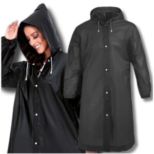 Unisex Nepremokavý Dlhý Dáždnik s Kapucňou - Čierna 123603056 - Móda&obliekanie