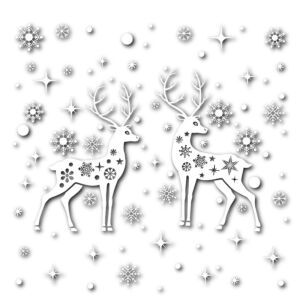 2 lapos ablakmatrica készlet hópelyhek és rénszarvas formájú