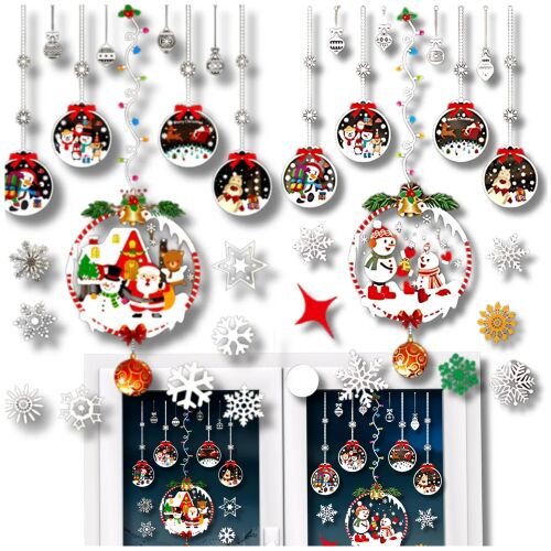 Karácsonyi ablak matrica - színes dekoráció 123612206