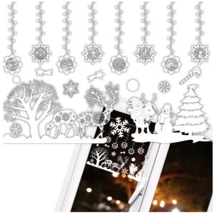 Karácsonyi ablak matrica fehér rénszarvas hópelyhekkel